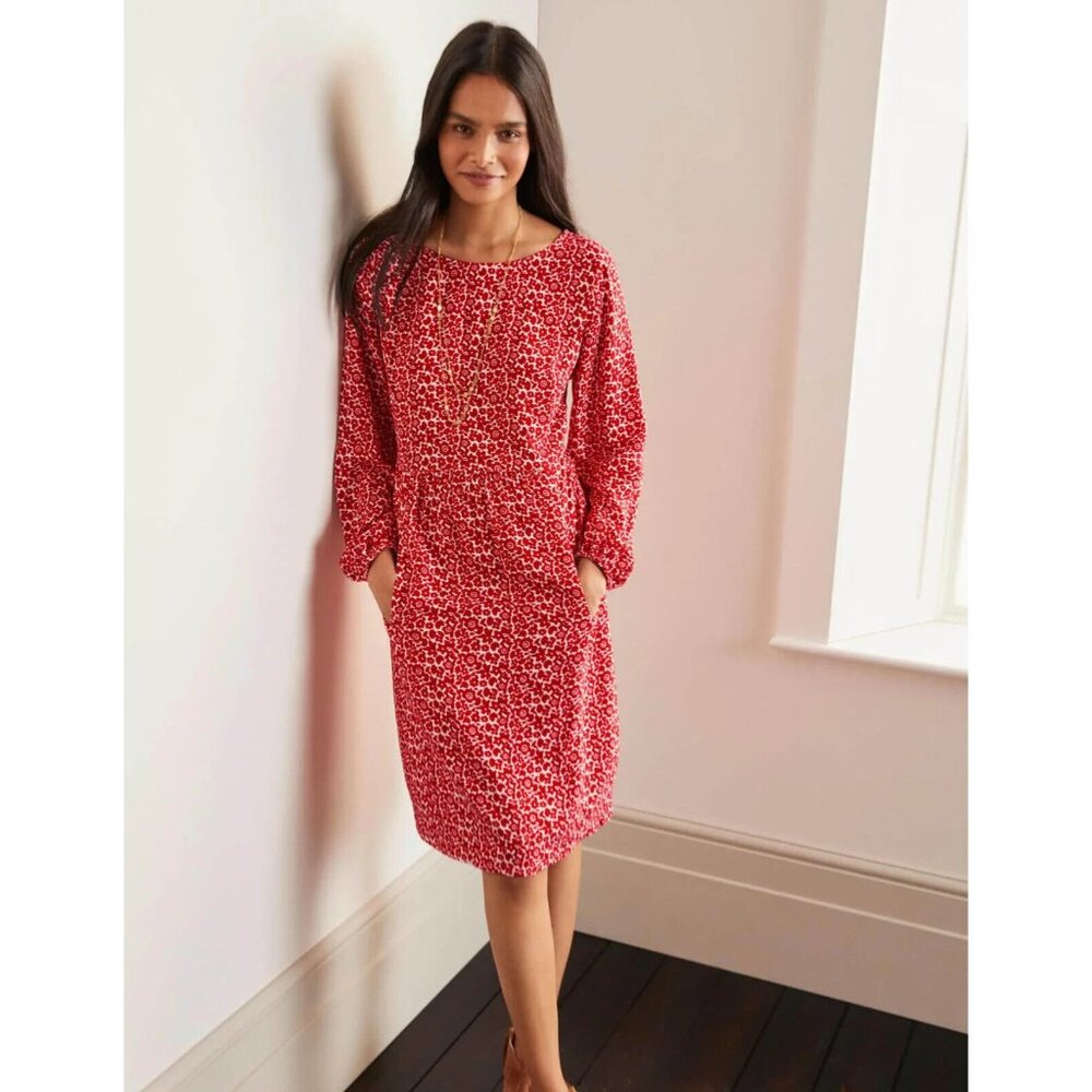 Boden Size 8 Serena Dress Floral Cherry Red Ditsy Pop